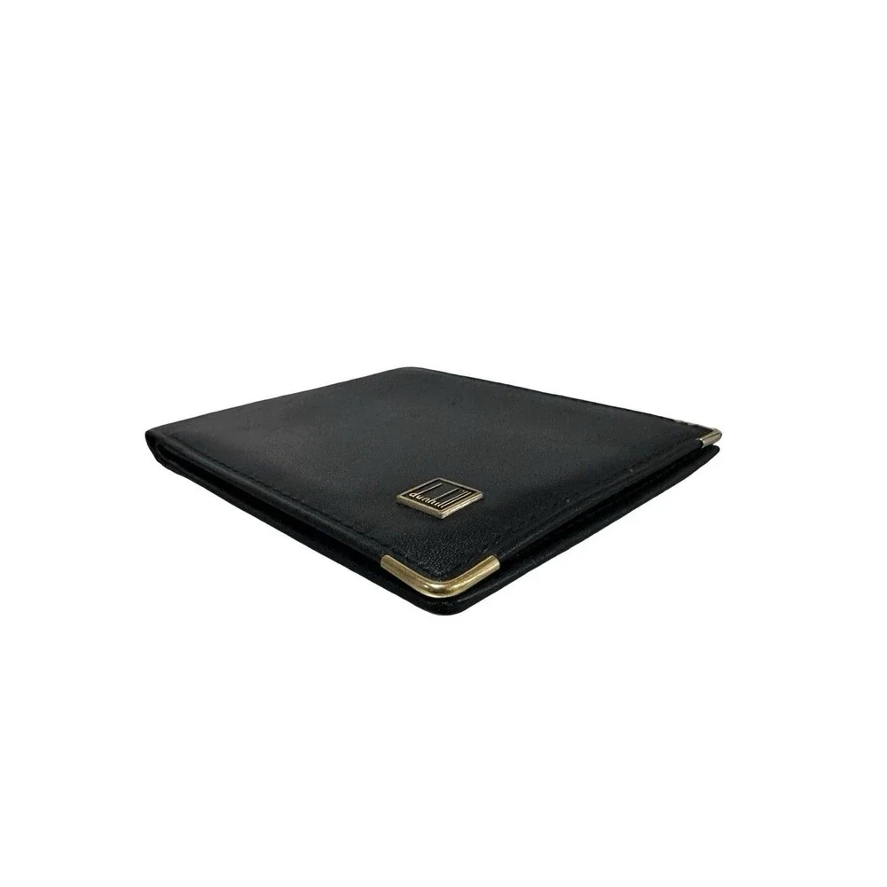 Dunhill Bifold Black Leather Gold Hardware Bifold Wallet Mens/Womens